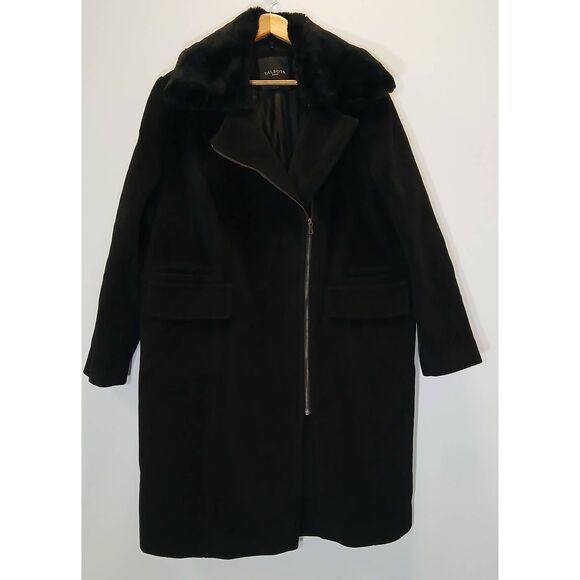 Talbots womens size 18w long wool coat black fur collar wimter jacket - Picture 3 of 9